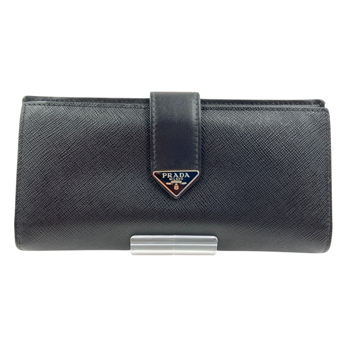 〇〇【中古】PRADA プラダ サフィアーノ ３角形 ロゴタイプ 長紙入れ  1MV025 黒いこと B序列付ける