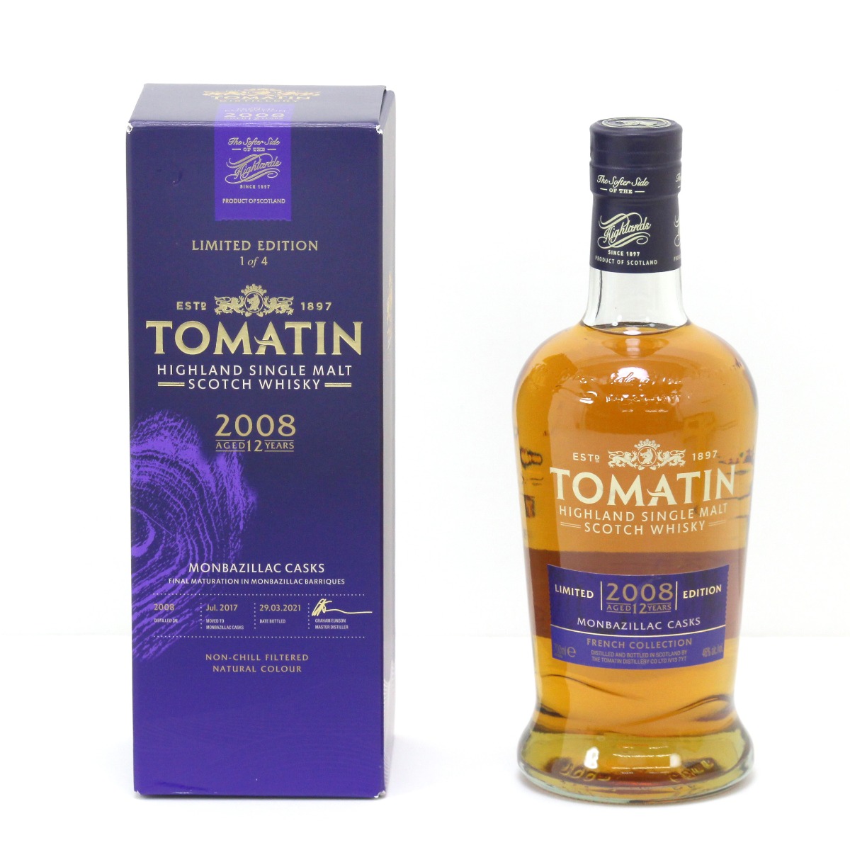 【中古】TOMATIN トマーチン ハイランドシングルモルト ウイスキー 12年 2008LIMITED EDITION モンバジャック カスク 700ml 46度 Sランク 未開栓｜リサイクルビッグバン店