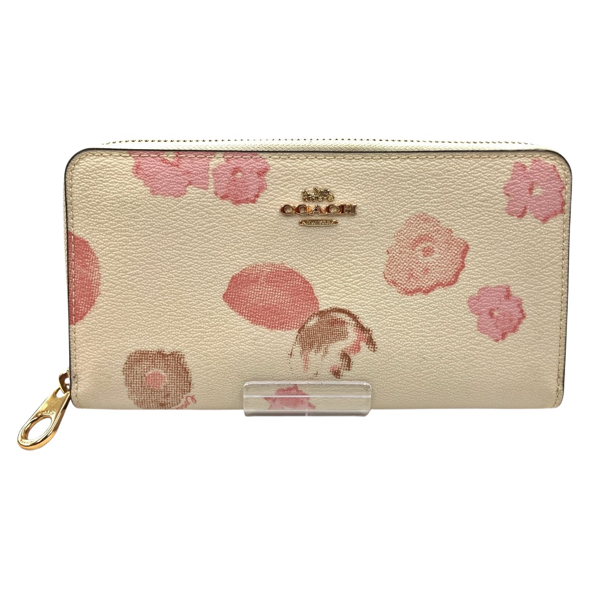 〇〇【中古】COACH コーチ ロング ジップ アラウンド ウォレット フローラル プリント CR625 ホワイト Bランク