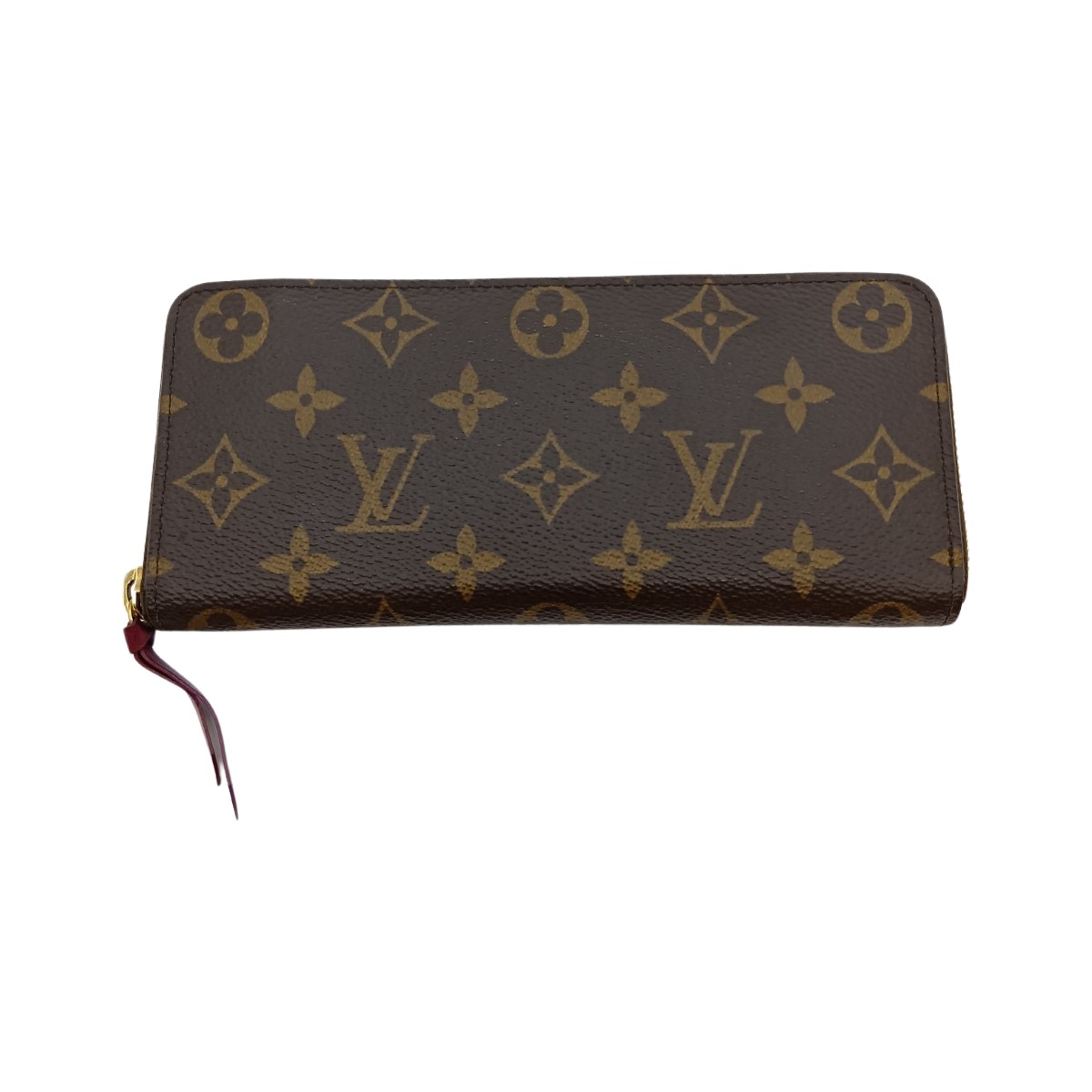【中古】LOUIS VUITTON ルイヴィトン モノグラム ポルトフォイユ・クレマンス 長財布 M60742 フューシャ x ブラウン Bランク