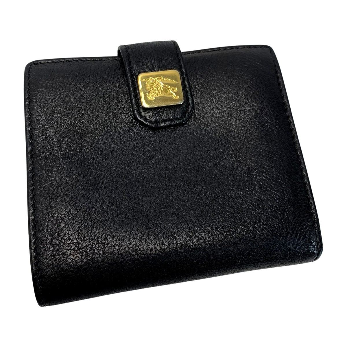 ☆☆【中古】Burberrys バーバリーズ レザー GP金具 ブラック 2つ折り財布 コインポケット劣化 Cランク