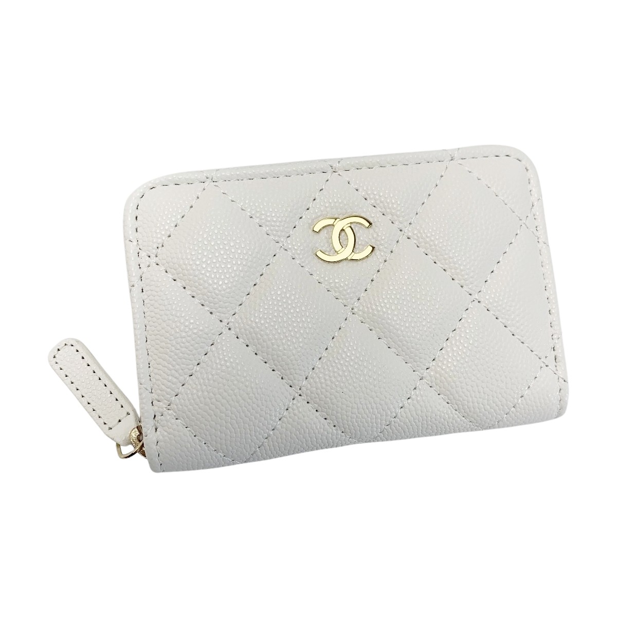 ☆☆【中古】CHANEL シャネル ココマーク キャビアひと肌 古典派音楽 ジップ 鋳貨金入れ マトラッセ  AP0216 白いこと 金入れ コインケース レディース C位置づける