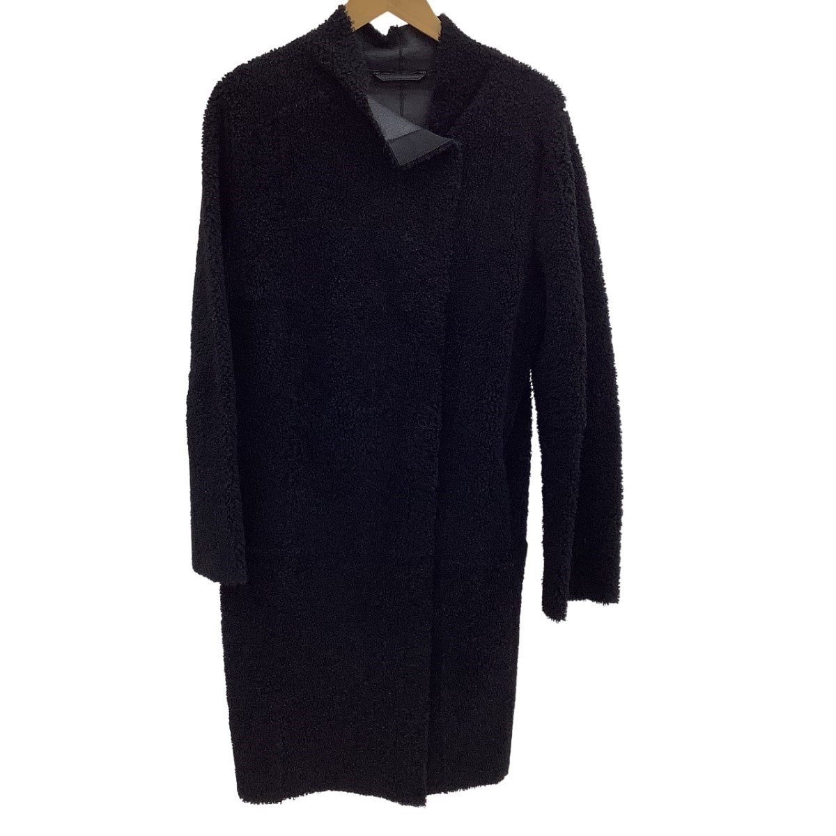 【中古】MAX MARA マックスマーラー レディース 厚地の外套 ボア 内部なめし革 SIZE 42 黒いこと B位置付ける レディースファッション-コート・ジャケット