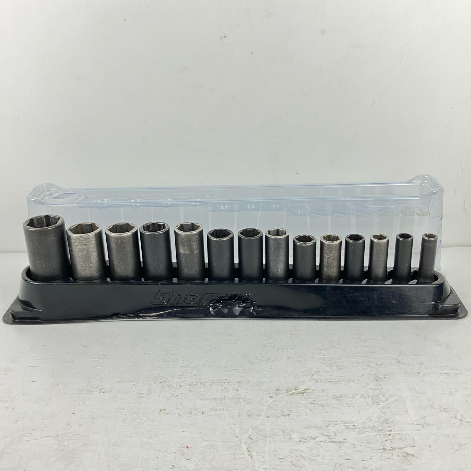 ЗЗ【中古】Snap-on スナップオン 差込角3/8 ディープソケットセット 14個 トレー付 PAKTY227 ブラック Bランク｜リサイクルビッグバン店
