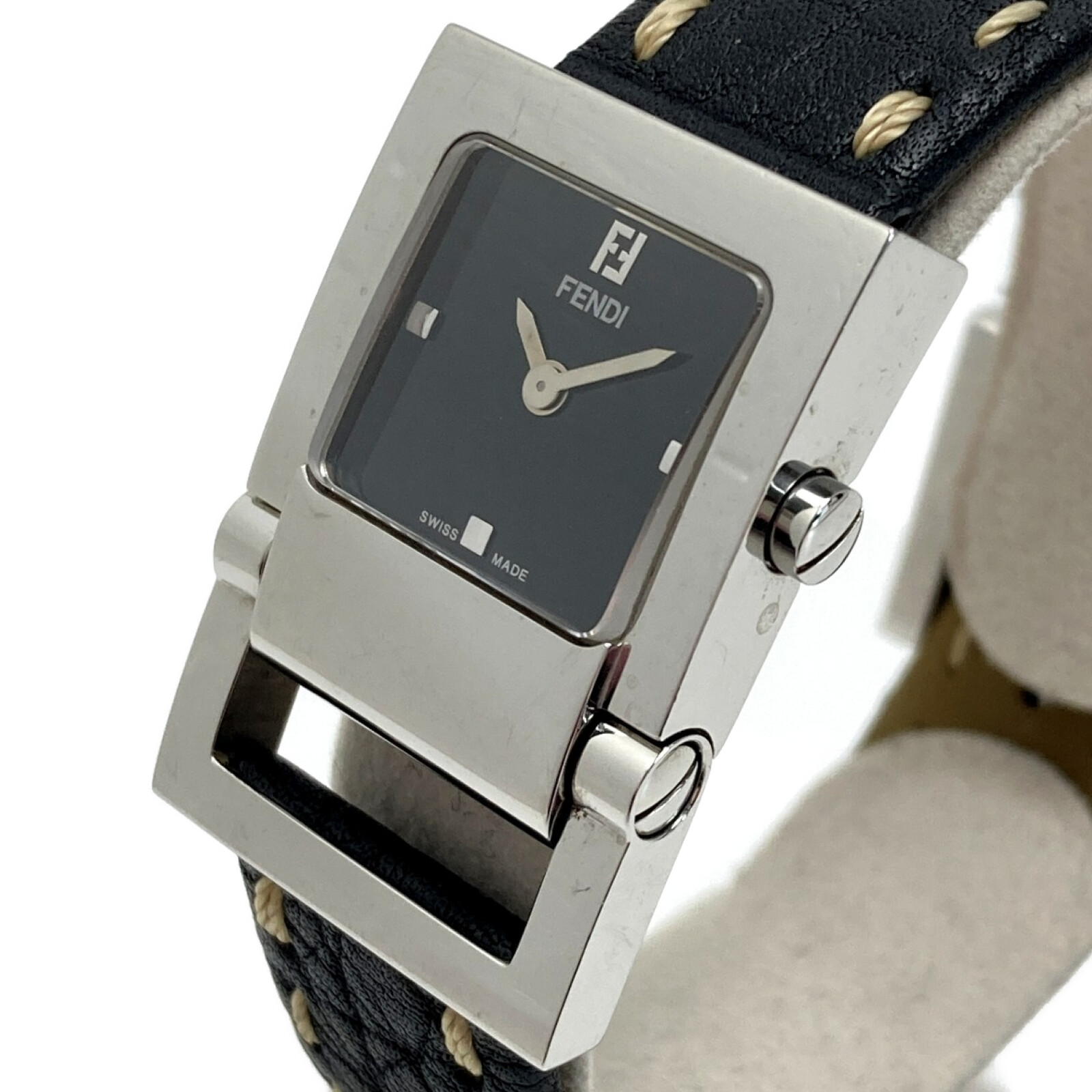 FENDI レディース腕時計 黒文字盤 クォーツ時計 希少】 FENDI レディース 腕時計 クォーツ 四角 黒文字盤
