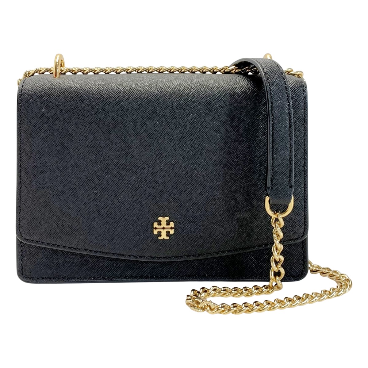 【中古】TORY BURCH トリーバーチ エマーソン 63982 ブラック チェーンショルダーバッグ レディース ゴールド金具 Cランク