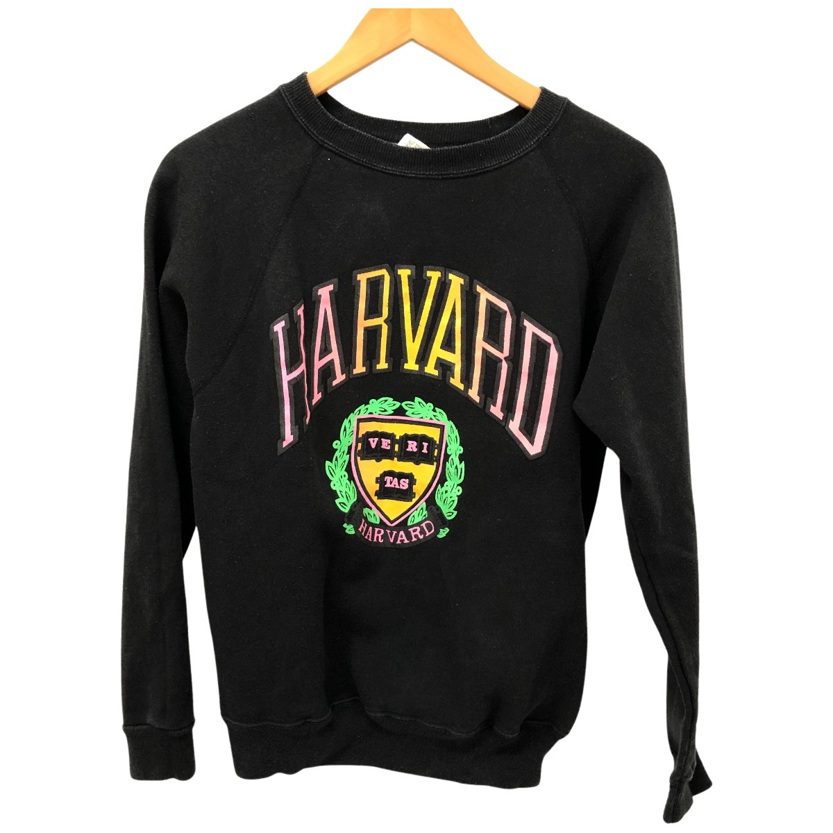 □□【中古】80s 後期 Hanes スウェット トレーナー Mサイズ 古着 HARVARD ブラック Cランク