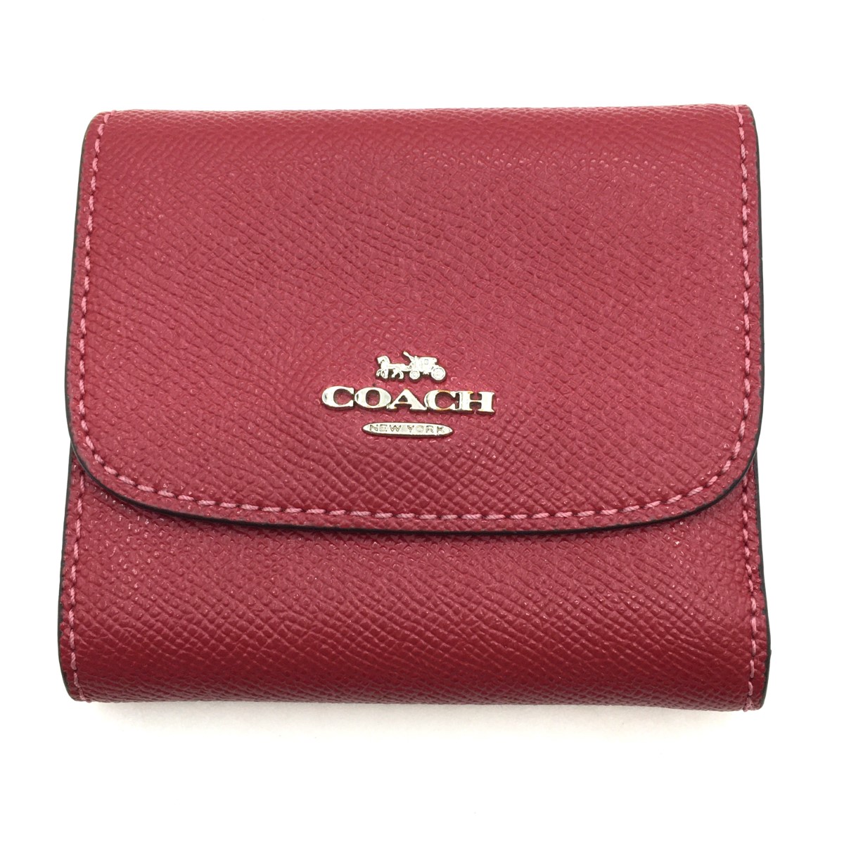 COACH 財布 三つ折り ブラウン トゥルーレッド 赤 コーチ] COACH