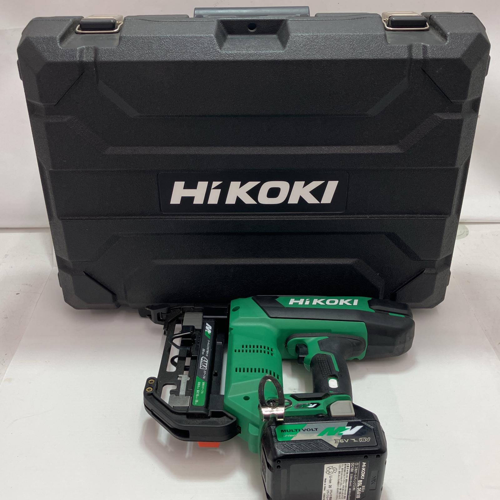 【中古】HiKOKI ハイコーキ 手道具 電動タッカ N3604DM XP 緑であること 申し受ける器・申し受ける池1個付 コードレス式 36v B価値づける