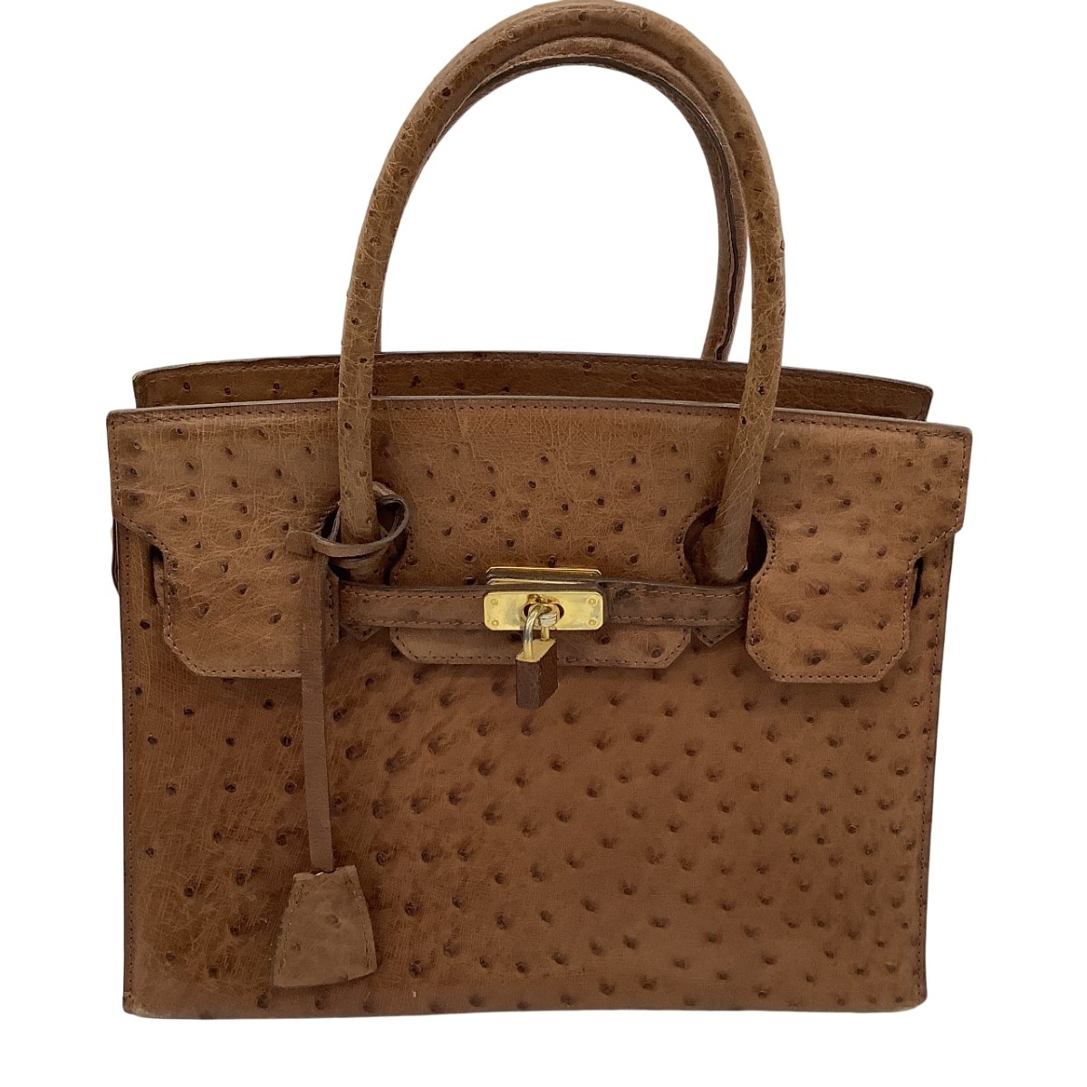 【中古】KRISTAR CROCO レディース ハンドバッグ オーストリッチ ライトブラウン Bランク