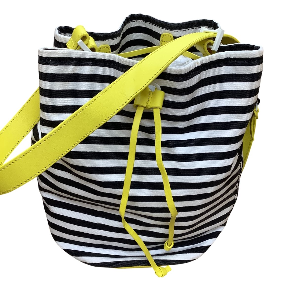 【中古】Kate Spade SATURDAY ケイトスペード レディース 巾着 バッグ ホワイト×ブラック×イエロー Bランク