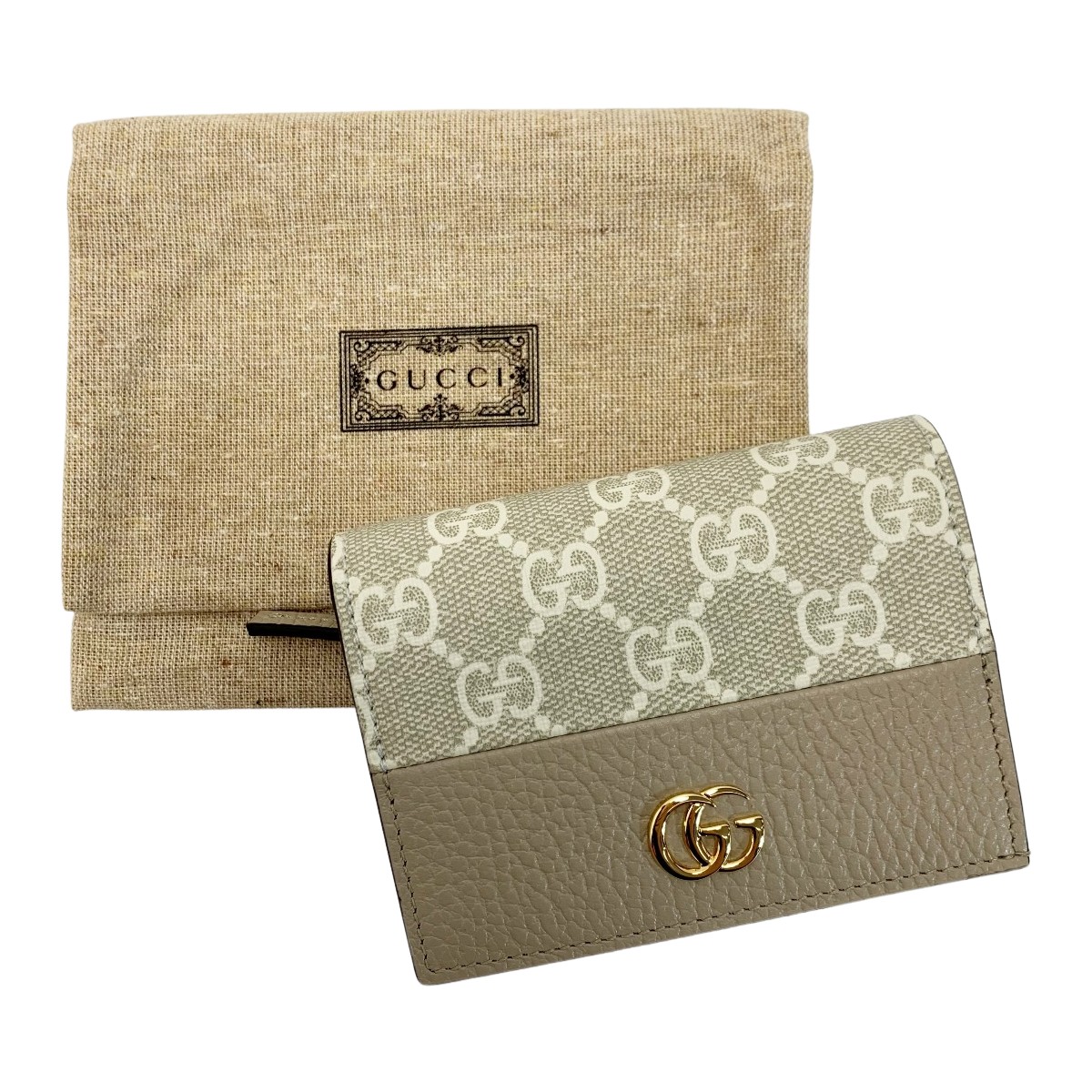 ☆☆【中古】GUCCI グッチ マーモント ダブルG ミニウォレット デニムxレザー 658610 ブラック 2つ折り財布 袋有 Cランク 24,948円