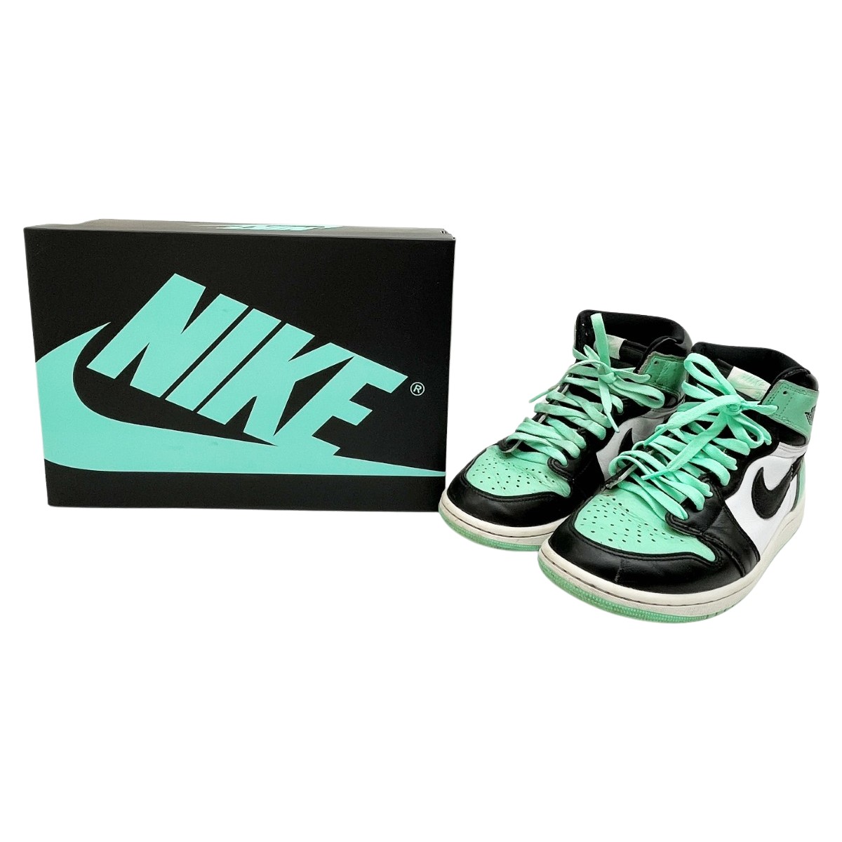 【中古】NIKE ナイキ エアジョーダン１ハイカットスニーカー DZ5485-130 ホワイト×グリーン Cランク