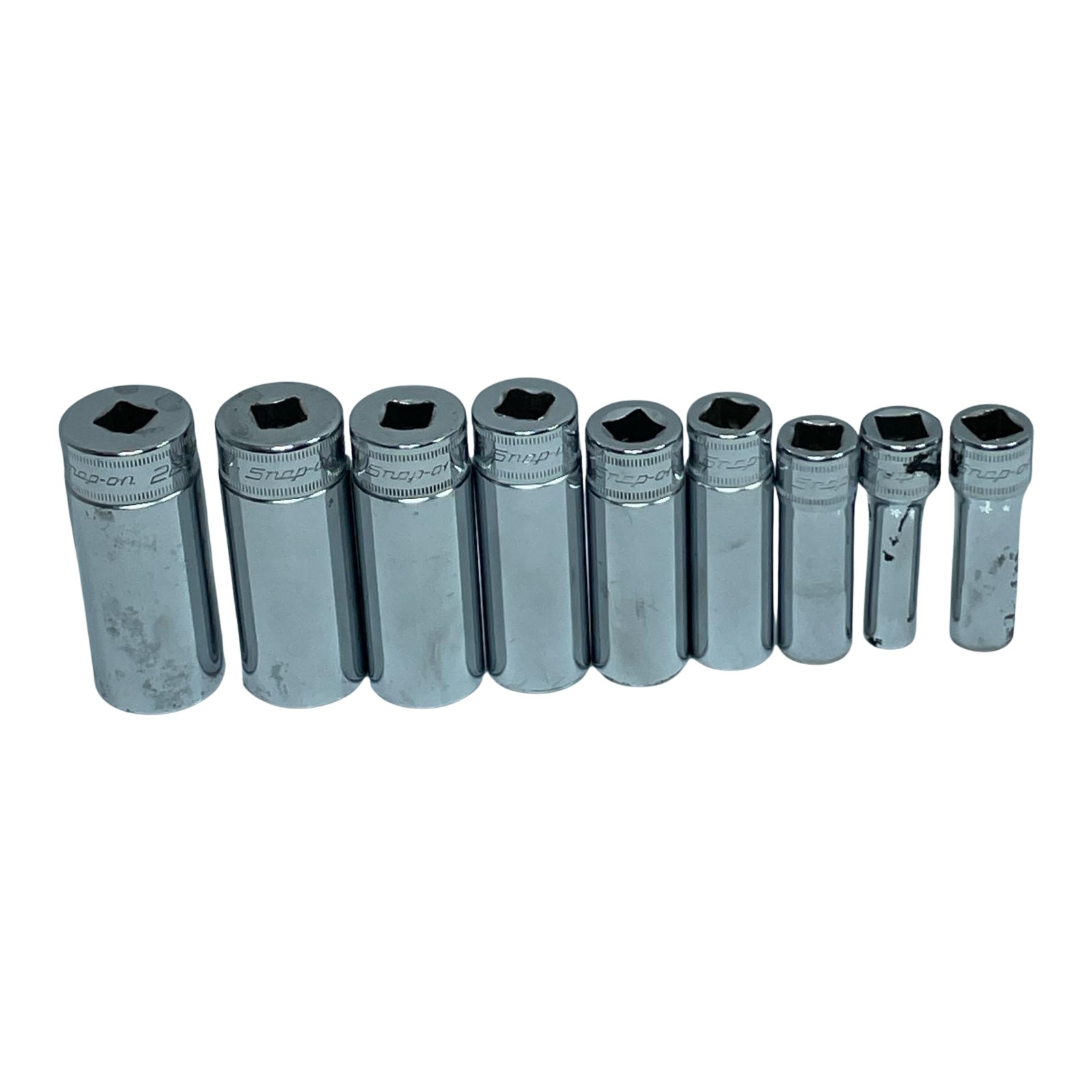 【中古】Snap-on スナップオン ディープソケット SFSM8/10/12/14/16/17/19/21/22 9個仕掛ける C価値づける