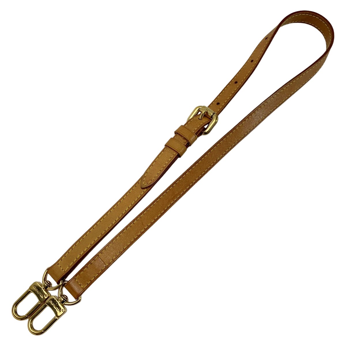 ☆☆【中古】LOUIS VUITTON ルイヴィトン ヌメ革 レザー ベージュ ゴールド金具 約77cm ショルダーストラップ バッグ用アクセサリー ゴールド金具 Cランク｜リサイクルビッグバン店