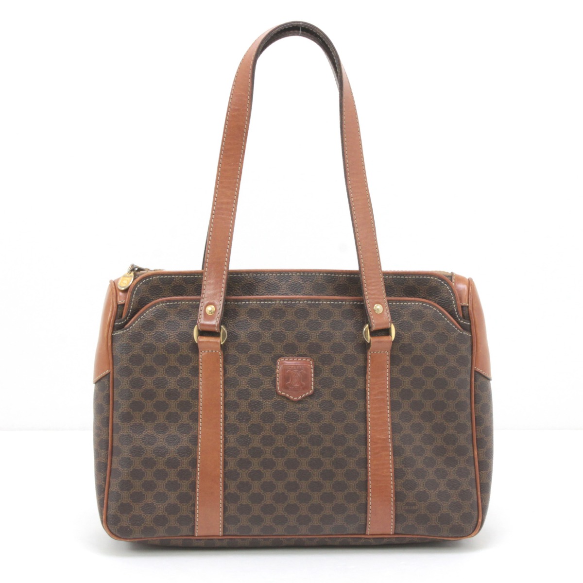 【中古】CELINE セリーヌ マカダム柄 トートバッグ ブラウン Bランク｜リサイクルビッグバン店