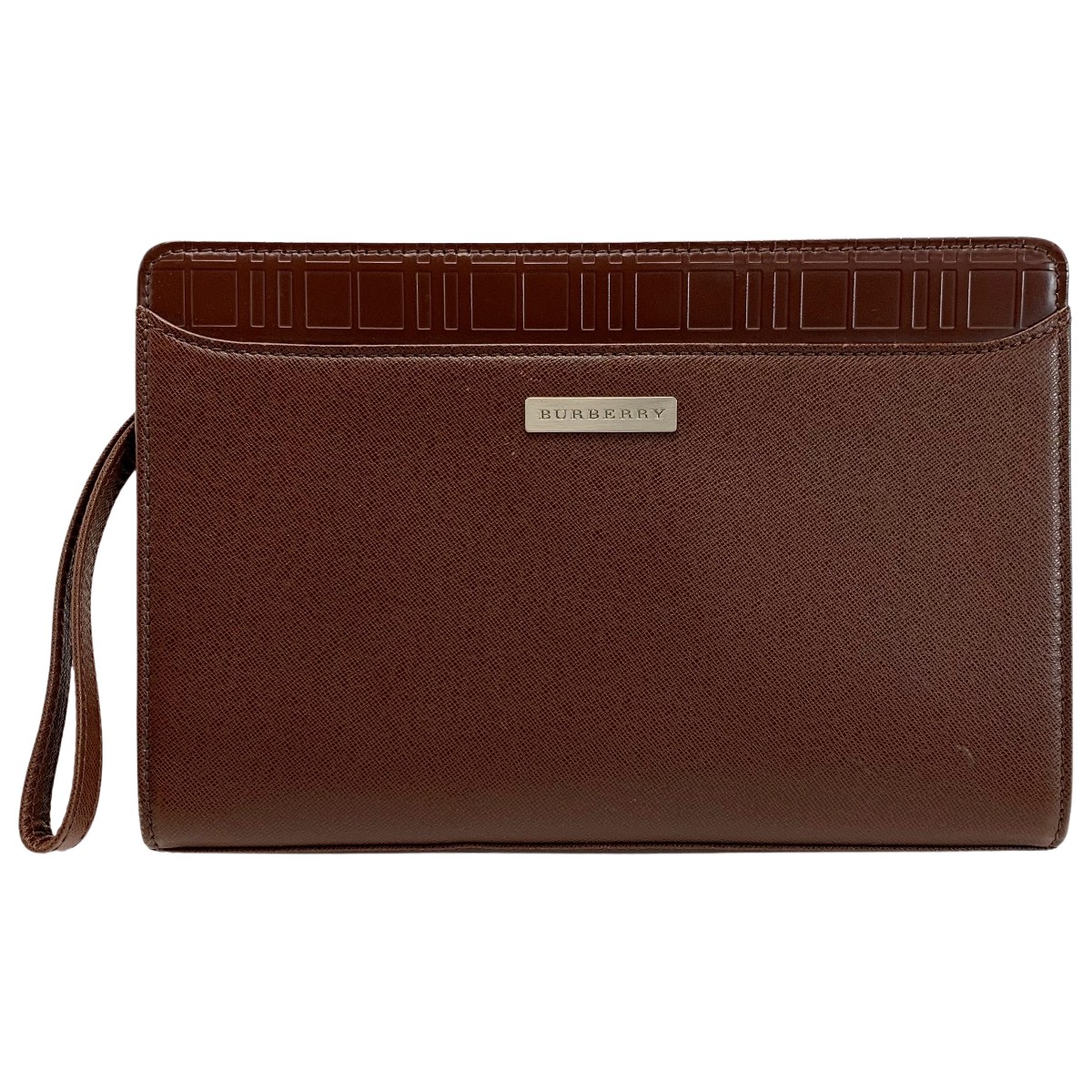 ☆☆【中古】BURBERRY バーバリー レザー ブラウン クラッチバッグ メンズ Bランク 9,108円