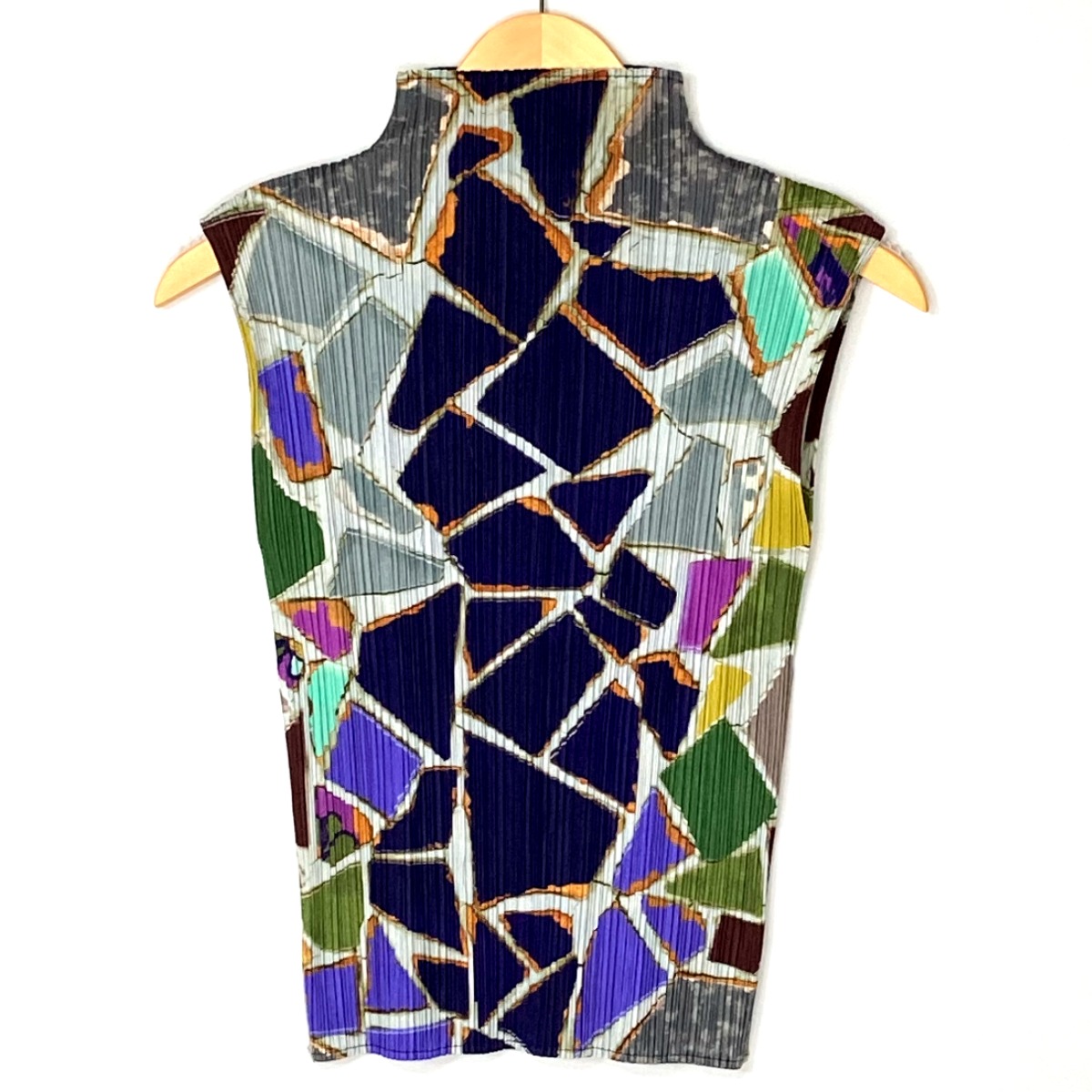 ☆☆【中古】ISSEY MIYAKE イッセイミヤケ ノースリーブカットソー PP33-JK732 パープル×グレー サイズ 3 レディース Bランク