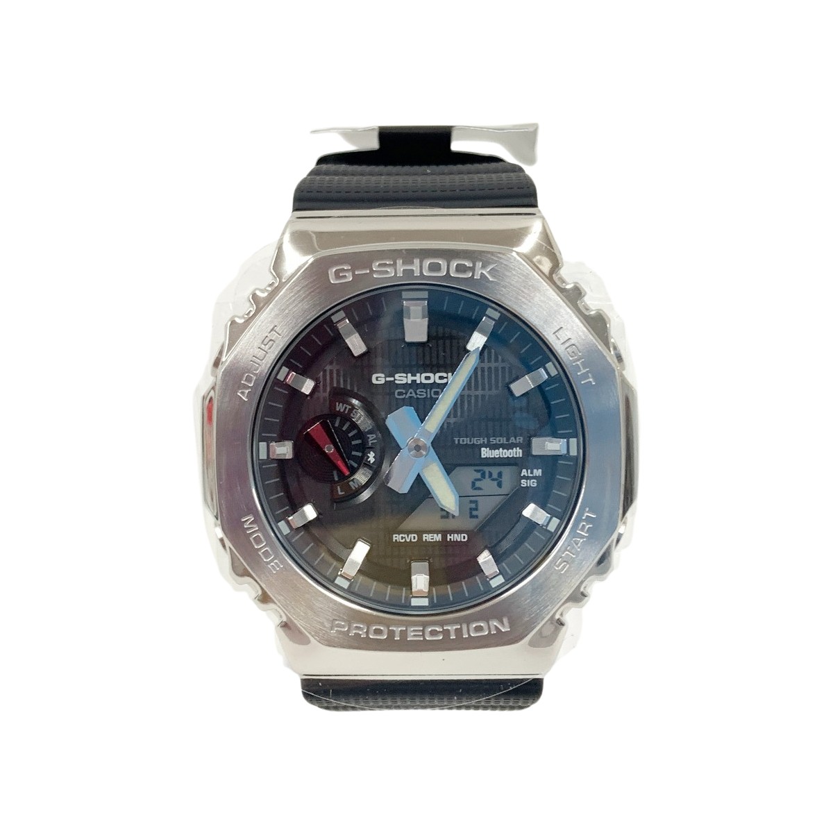 〇〇【中古】CASIO カシオ 2100シリーズ タフソーラー Bluetooth スマートフォンリンク ラバー 腕時計 GBM-2100 シルバー x ブラック Sランク