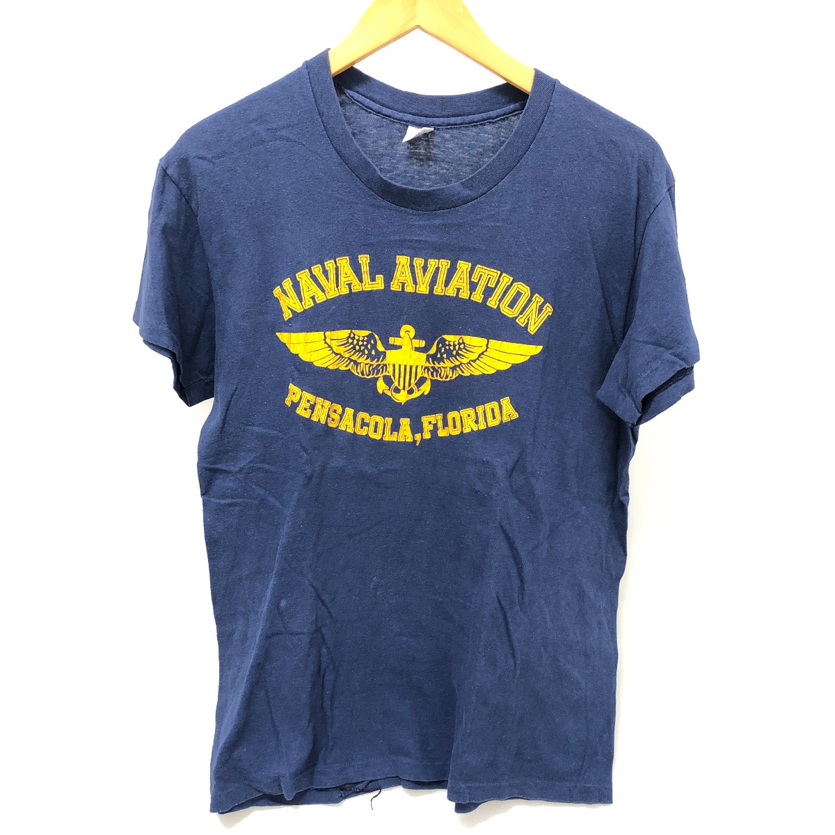 □□【中古】70s Henes Tシャツ SIZE L 古着 三角タグ ネイビー Cランク