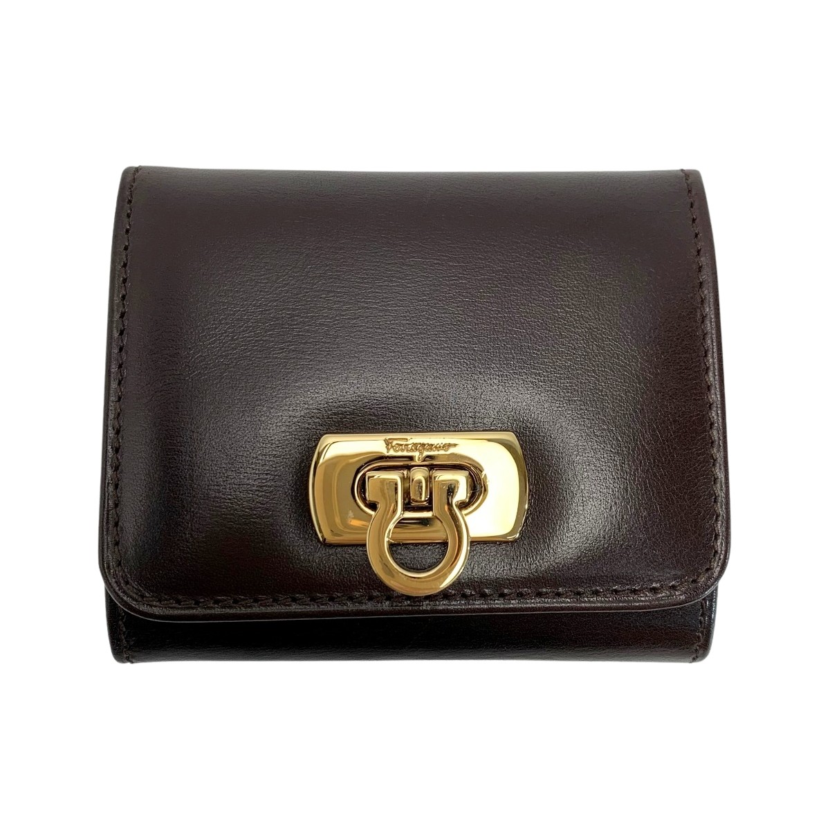 ☆☆【中古】Salvatore Ferragamo サルヴァトーレフェラガモ なめし革 うす暗い赤銅色 コインケース  C序列付ける