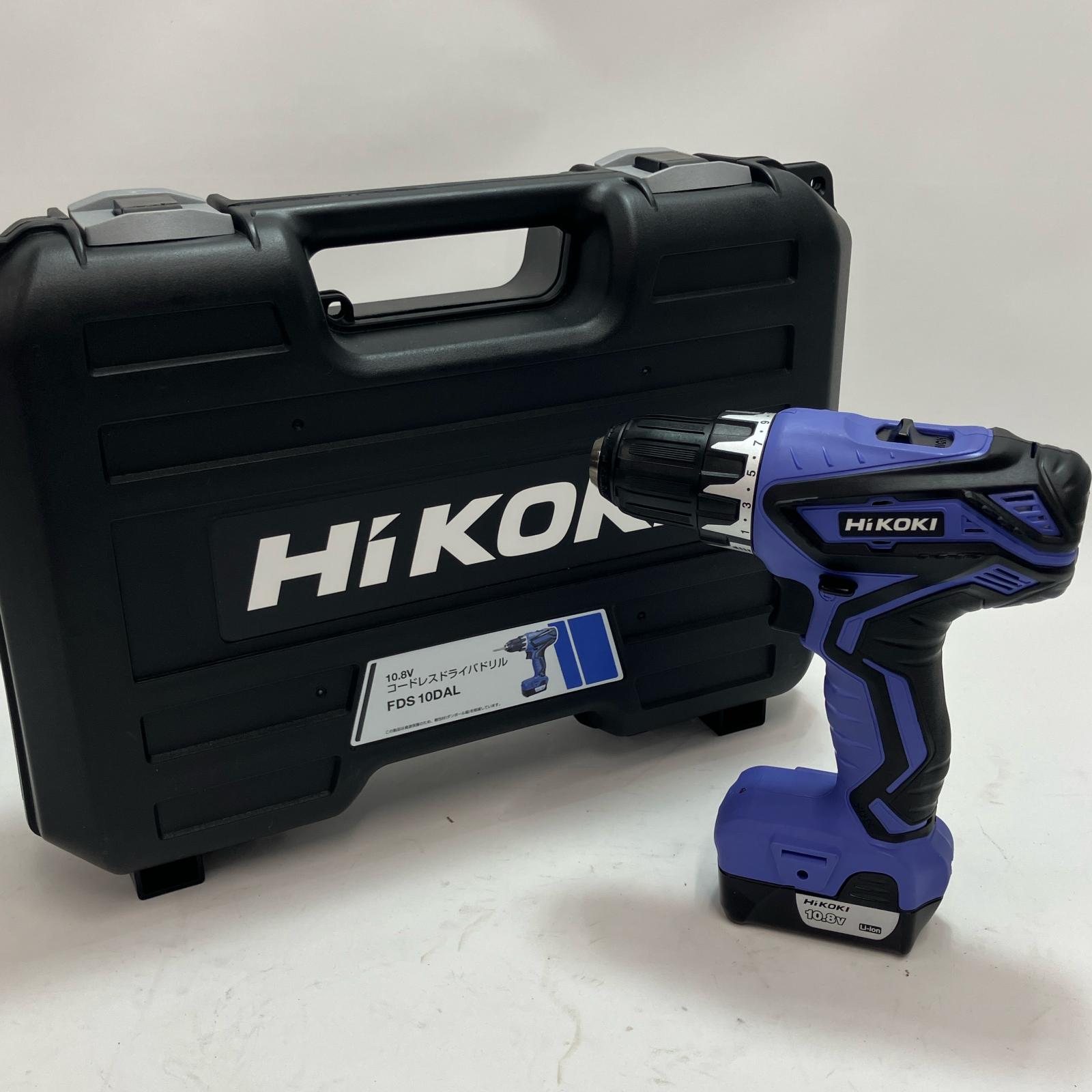 【中古】HiKOKI ハイコーキ 物の具 締め付け物の具 ドライバドリル FDS10DAL パープル 申し受ける器・申し受ける池2個・容れもの付 コードレス式 10.8v B位置づける