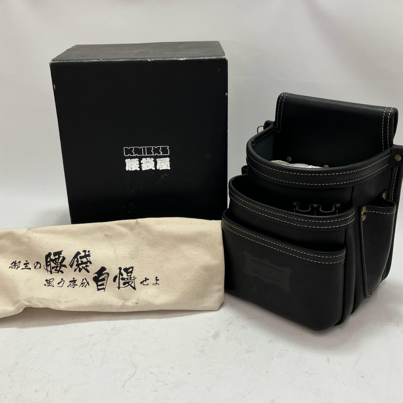 【中古】KNICKS ニックス 総ヌメ革3段腰袋 KBS-301DD 黒いこと B序列付ける