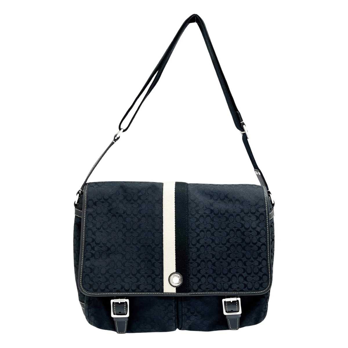 ◆◆【中古】COACH コーチ ショルダーバッグ メッセンジャー シグネチャー F70183 ブラック Bランク