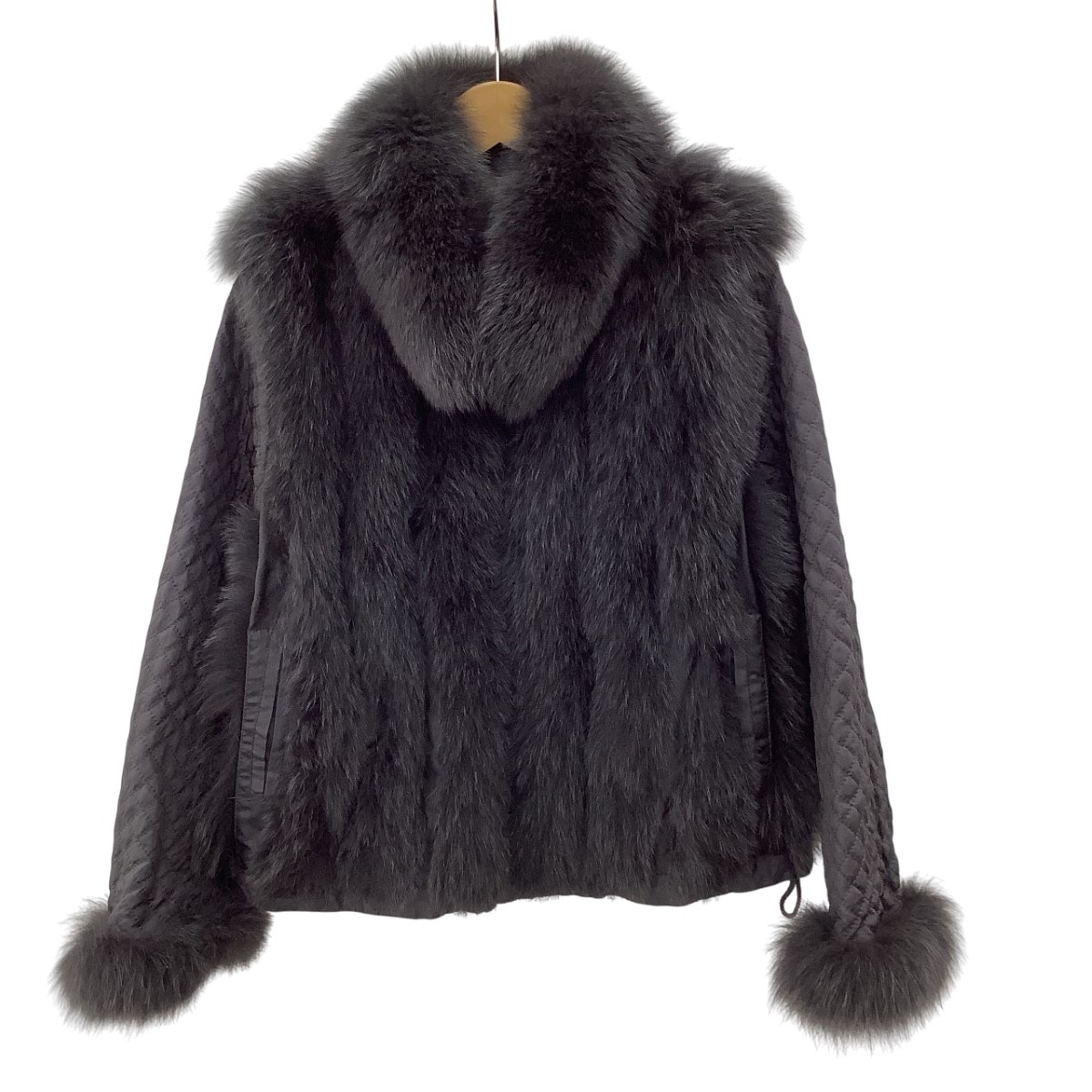 【中古】SAGA FOX サガフォックス レディース 毛皮 リバーシブル ジャケット SIZE M～L NF930521 グレー Bランク