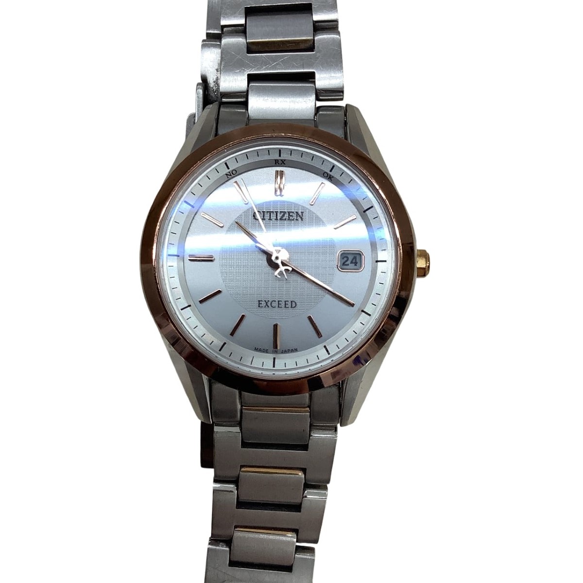【中古】CITIZEN シチズン 腕時計 クォーツ 箱・取説・コマ付 ステンレススチール ホワイト ES 1044-51A Bランク