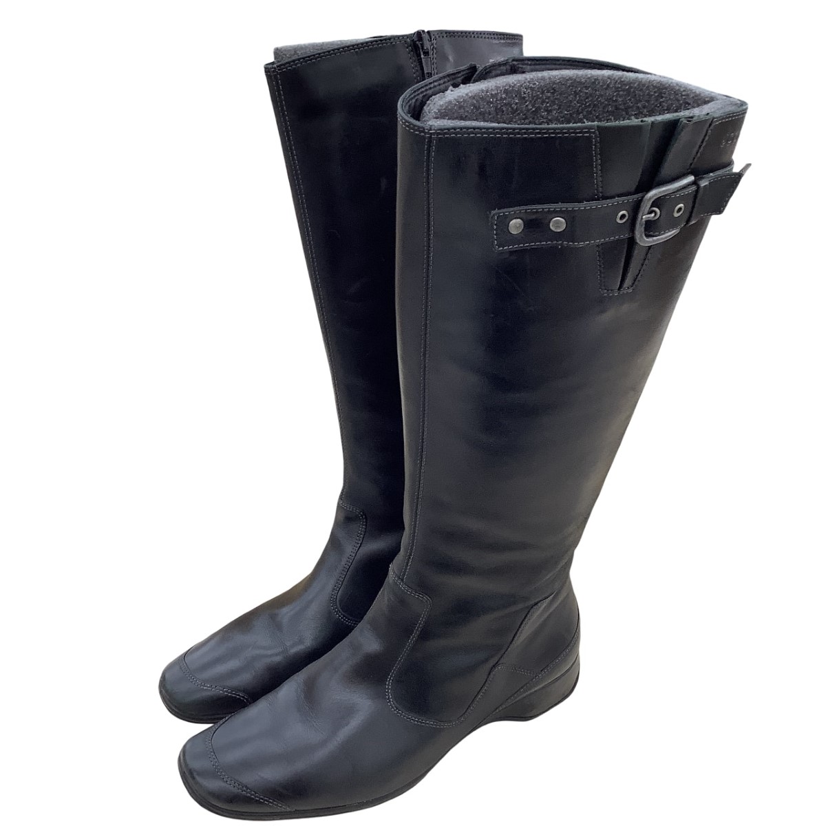【中古】ecco エコー レディース ロングブーツ　SIZE 39(24.5cm) ブラック Bランク