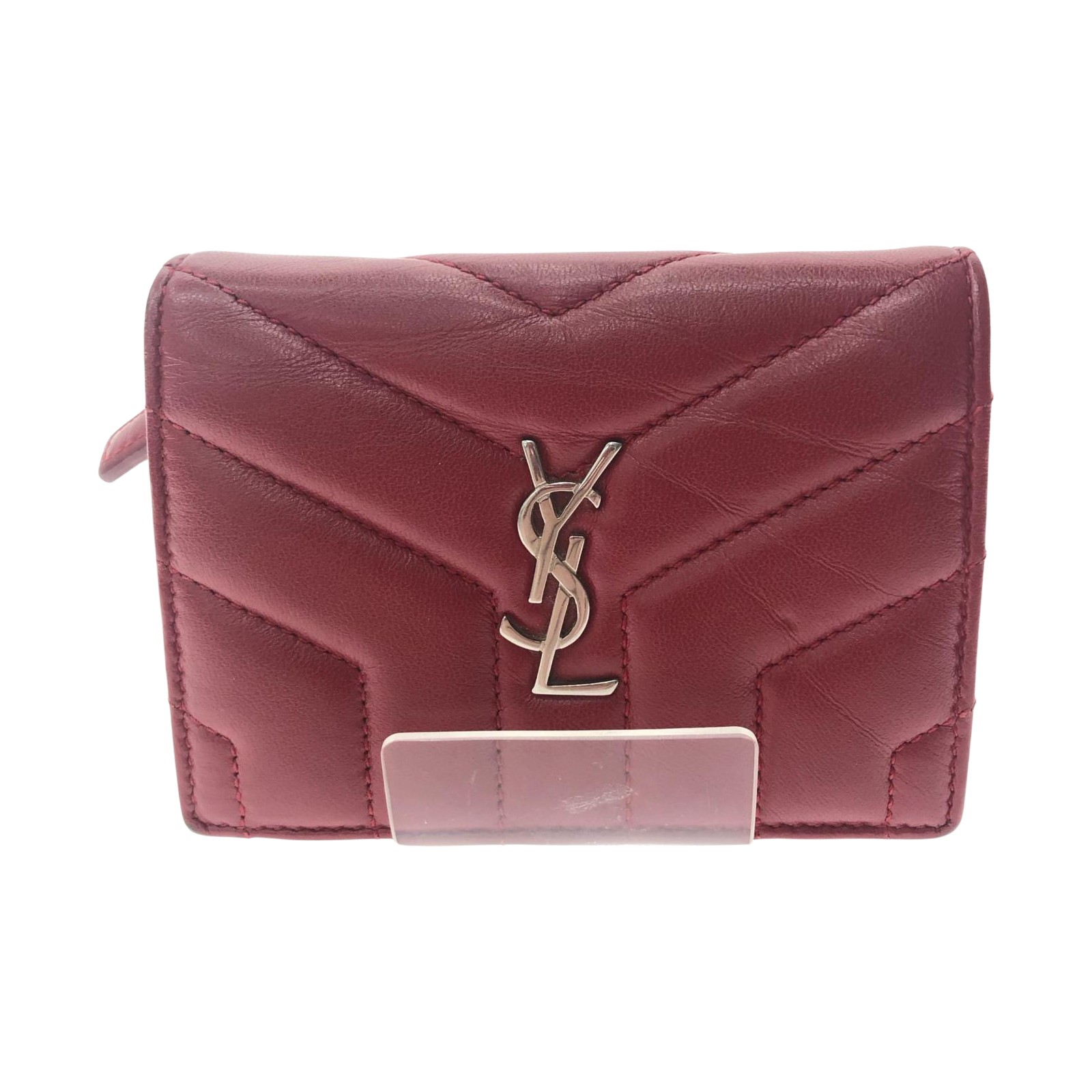 ▼▼【中古】Yves Saint Laurent イブサンローラン レディース 二つ折り紙入れ キルティング コンパクトウォレット MRT530782･0618 赤いこと B序列付ける
