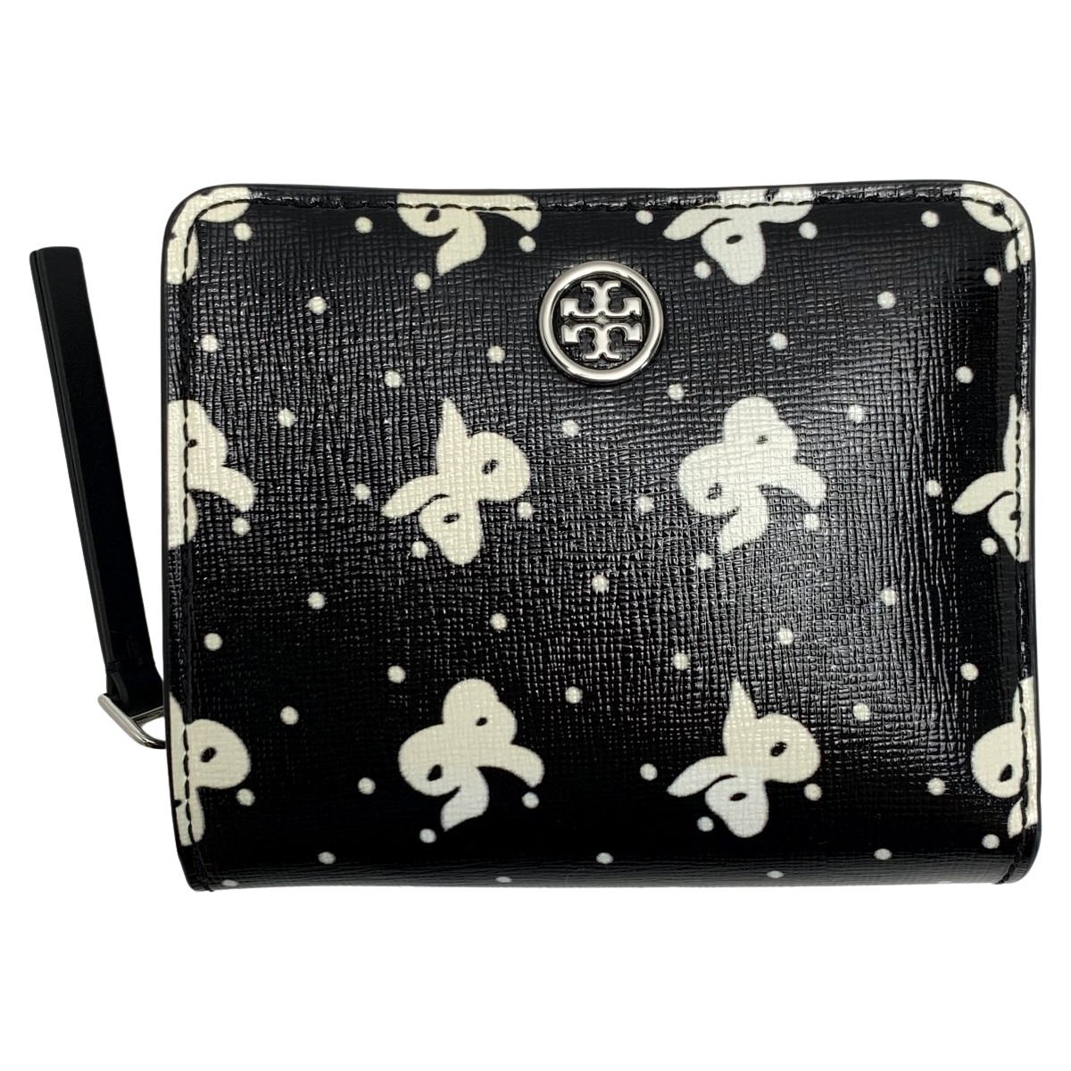 【中古】TORY BURCH トリーバーチ  ロビンソン 刷り上げる バイフォールドウォレット 166031 黒いこと 2つ折り紙入れ B序列付ける