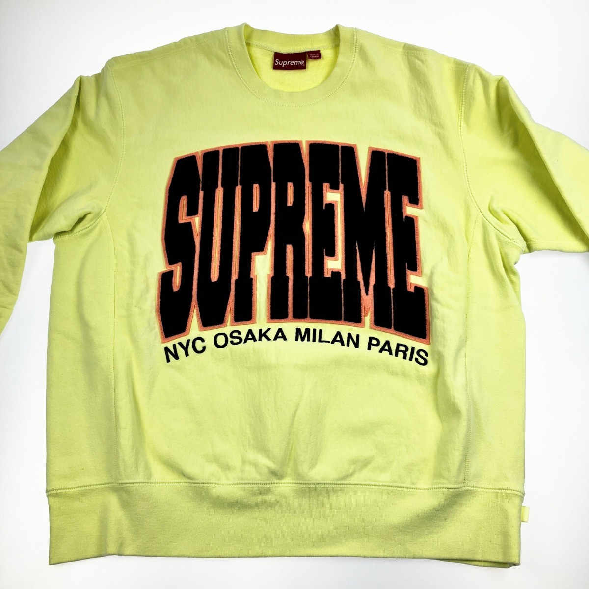 ▽▽【中古】Supreme シュプリーム メンズ 流汗 SIZE L 2021AW Cities Arc Crewneck 黄色 B序列付ける