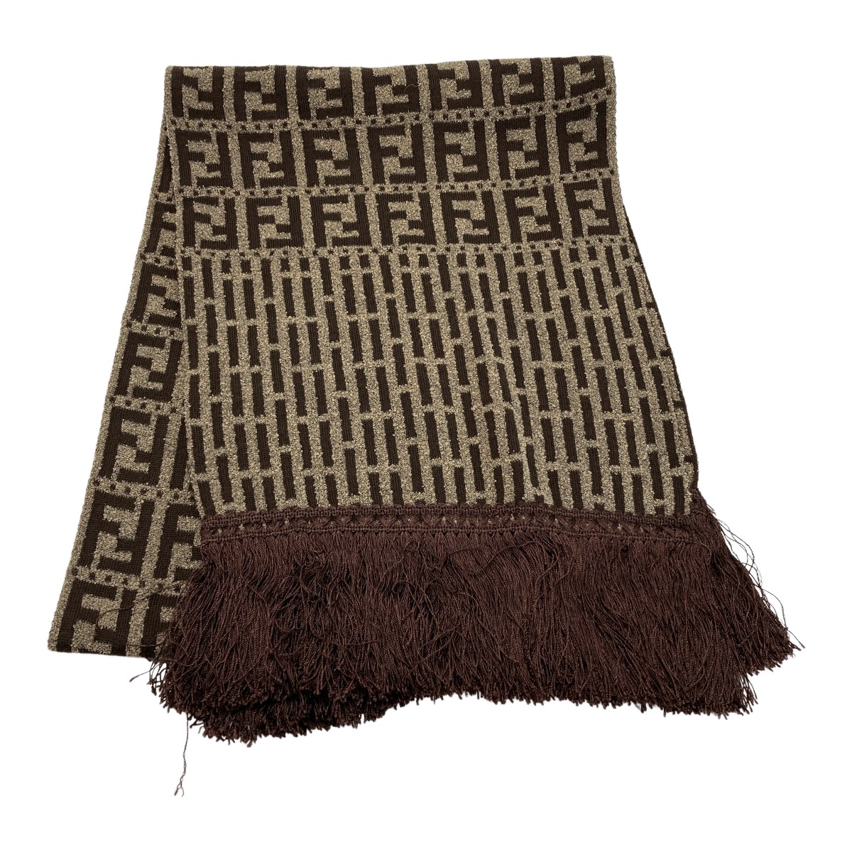 FENDI ウール マフラー 定番 ロゴ 状態良好 FENDI】フェンディ『FFロゴ ズッカ柄 ウールマフラー』FXS366