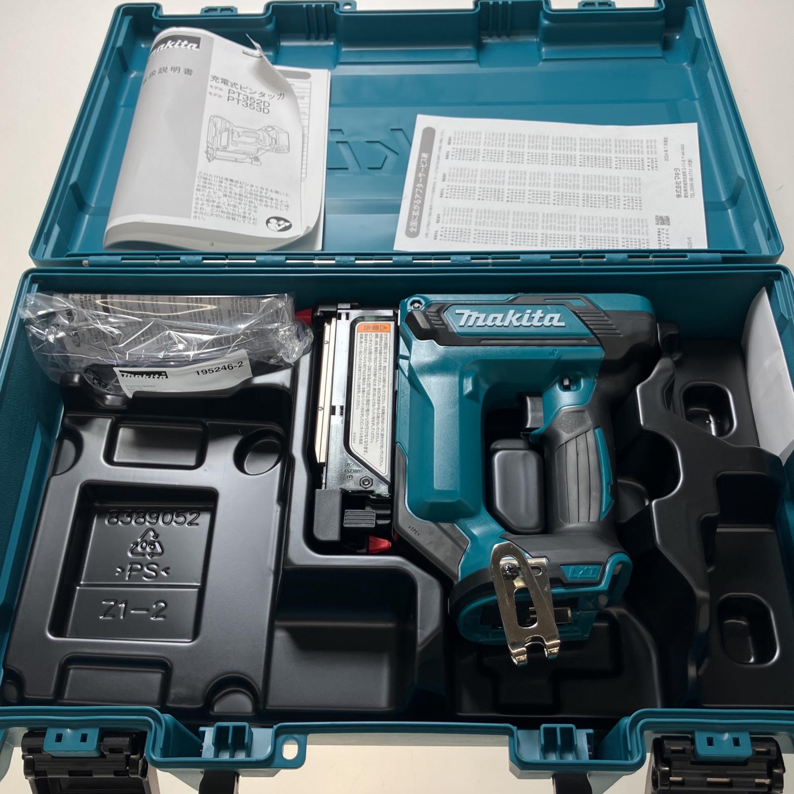 【中古】MAKITA マキタ 18V　充電式ピンタッカ 本体+ケース PT353DZk ブルー Sランク｜リサイクルビッグバン店 23,929円