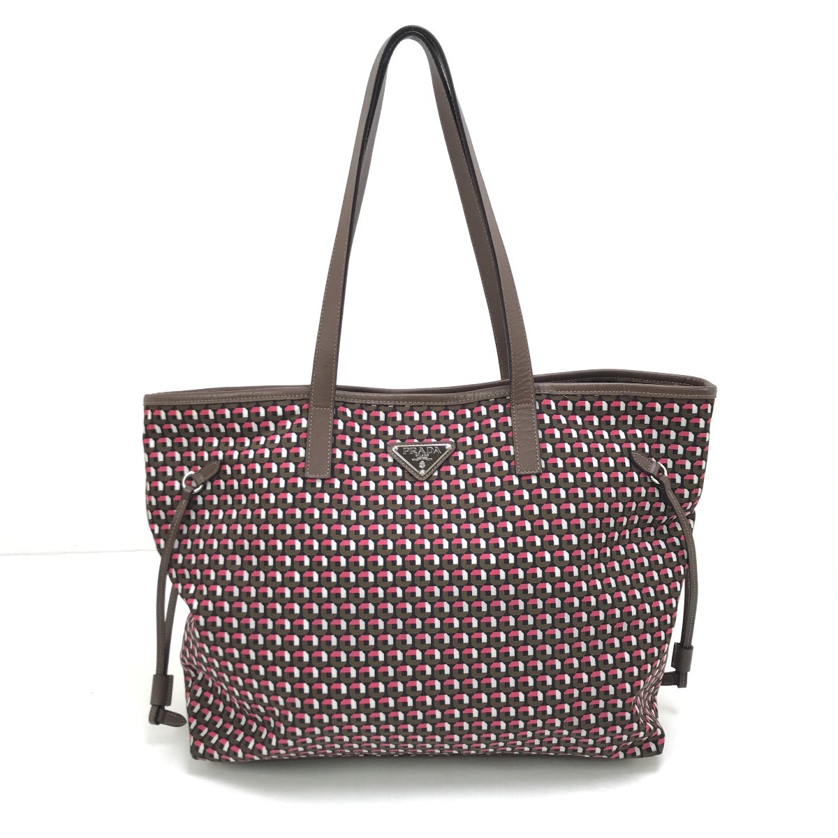 【中古】PRADA プラダ トートバッグ ショルダーストラップ欠品 使用感有 ナイロン B4001T レッド×ブラウン Cランク 29,887円