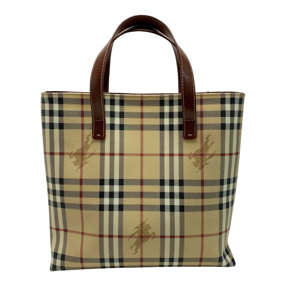 【中古】BURBERRY バーバリー シャドーホース ベージュ×ブラウン ハンドバッグ Bランク
