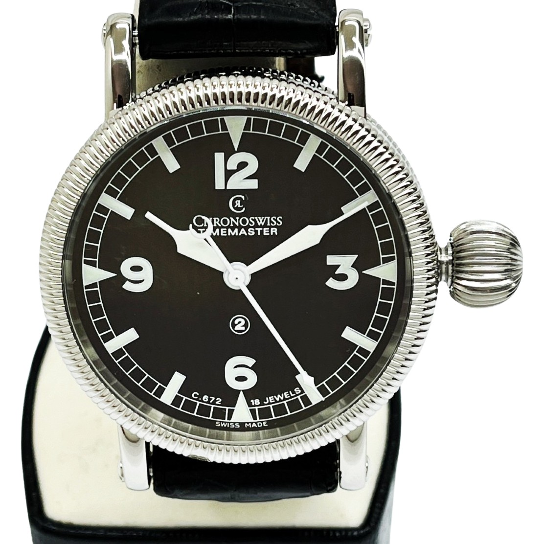 【中古】CHRONOSWISS タイムマスター 手巻き 腕時計 替えベルト CH6233 ホワイト Bランク|リサイクルビッグバン店