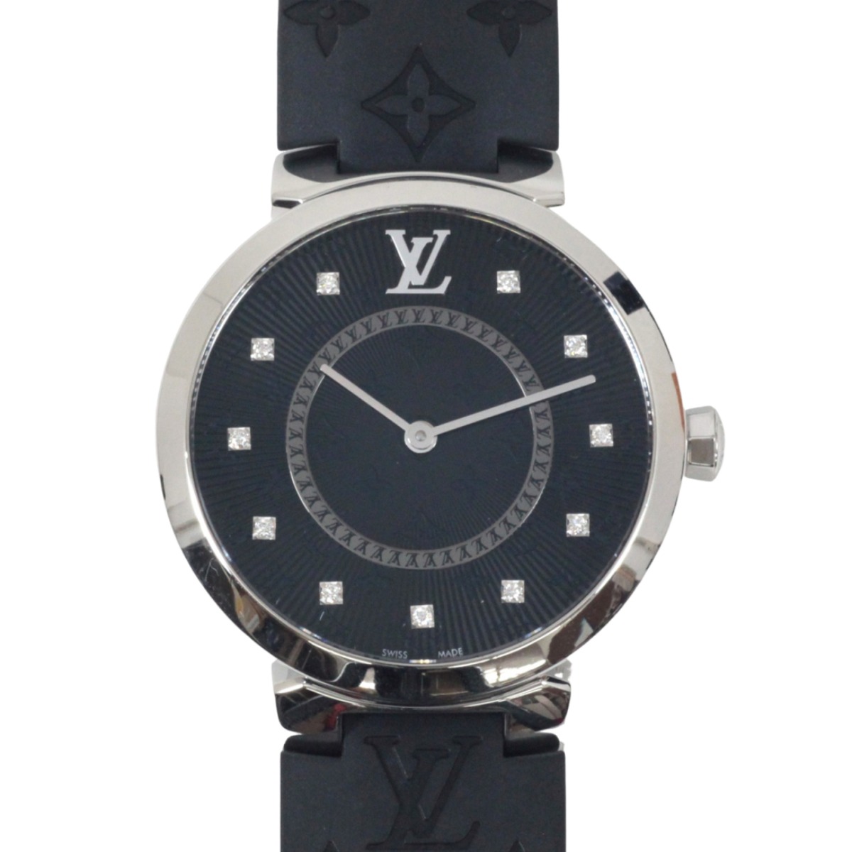 【中古】LOUIS VUITTON ルイヴィトン タンブール スリムMM レディースクォーツ腕時計 QA144 Bランク