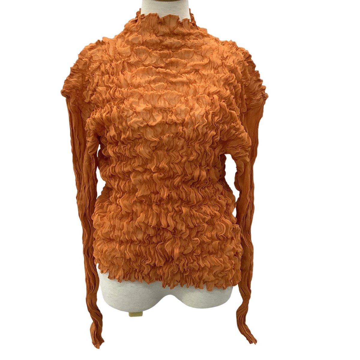 【中古】ISSEY MIYAKE イッセイミヤケ レディース 変形 カットソー 立体 絞り SIZE 2 IM34FJ810 オレンジ Bランク