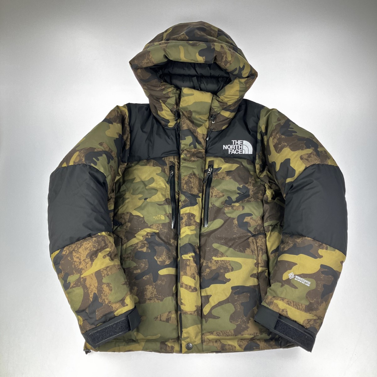 ▽▽【中古】THE NORTH FACE ザノースフェイス ノベルティバルトロライトジャケット カモ ダウンジャケット ND92341 グリーン Cランク｜リサイクルビッグバン店