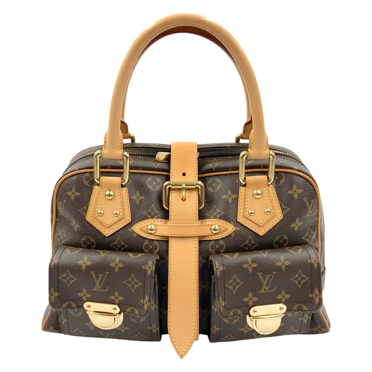 〇〇【中古】LOUIS VUITTON ルイヴィトン モノグラム マンハッタンGM ハンドバック  M40025 赤銅色 B序列付ける