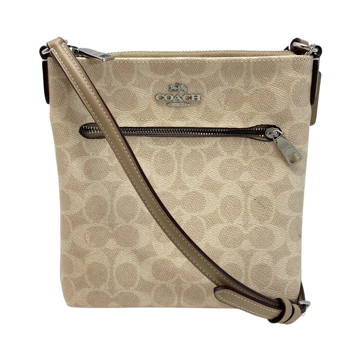 【中古】COACH コーチ ショルダーバッグ シグネチャー CW325 ベージュ レディース シルバー金具 Bランク|リサイクルビッグバン店