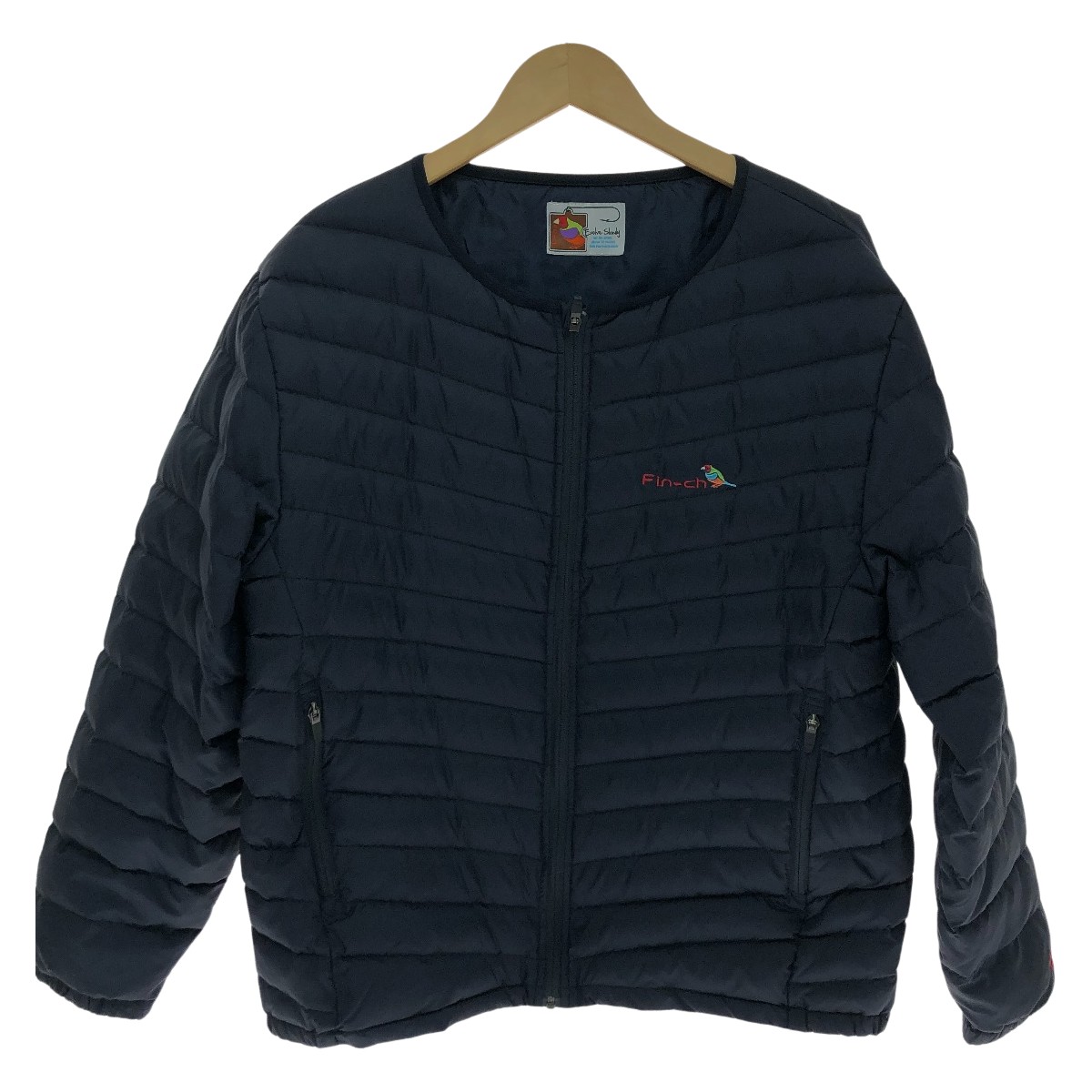 □□【中古】Fin-ch ジャケット ノーカラーラビダ ダウンジャケット 2XL ダウン90% ネイビー Bランク|リサイクルビッグバン店