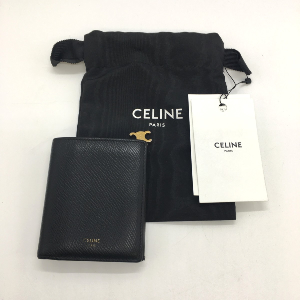 【中古】CELINE セリーヌ コンパクトウォレット トリオンフ チャーム グレインドカーフスキン U-IE-4284 ブラック Bランク 12,830円