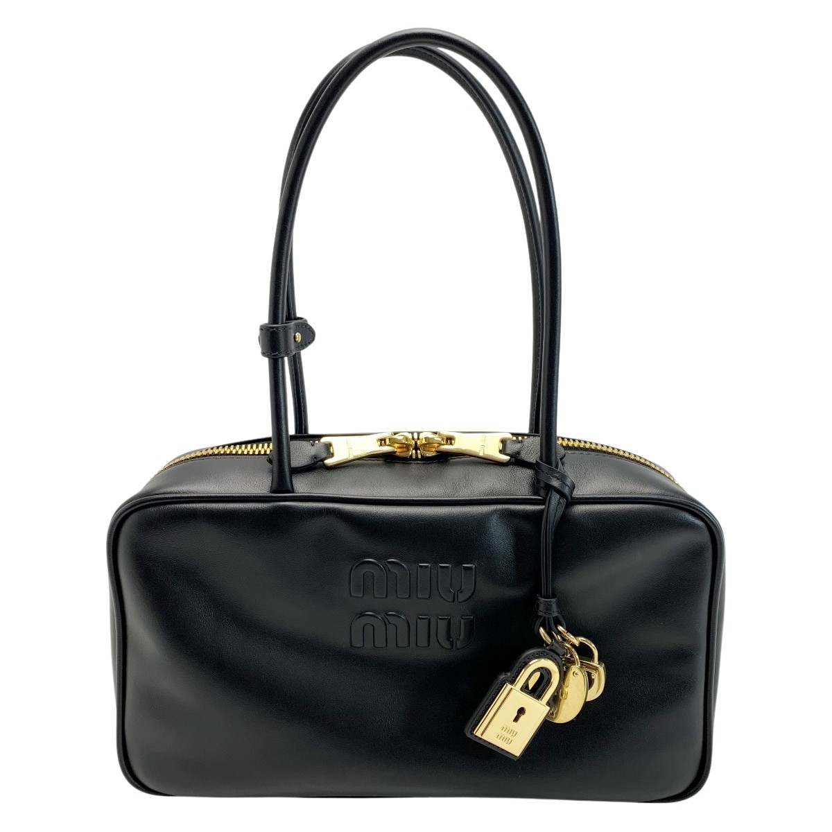 【中古】MIU MIU ハンドバッグ ミディアム ボー 5BB172 ブラック レザー レディース Bランク 238,491円