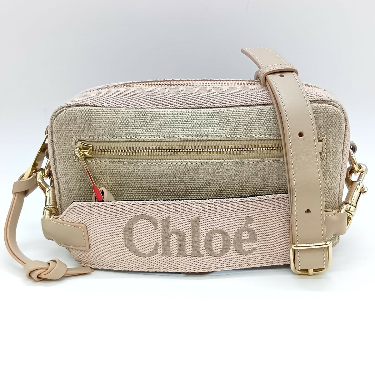 【中古】Chloe クロエ ボディバッグ ウッディ ベルトバッグ 3WAY ハンドバッグ CHC23AS432L.13 26Y ベージュ Bランク