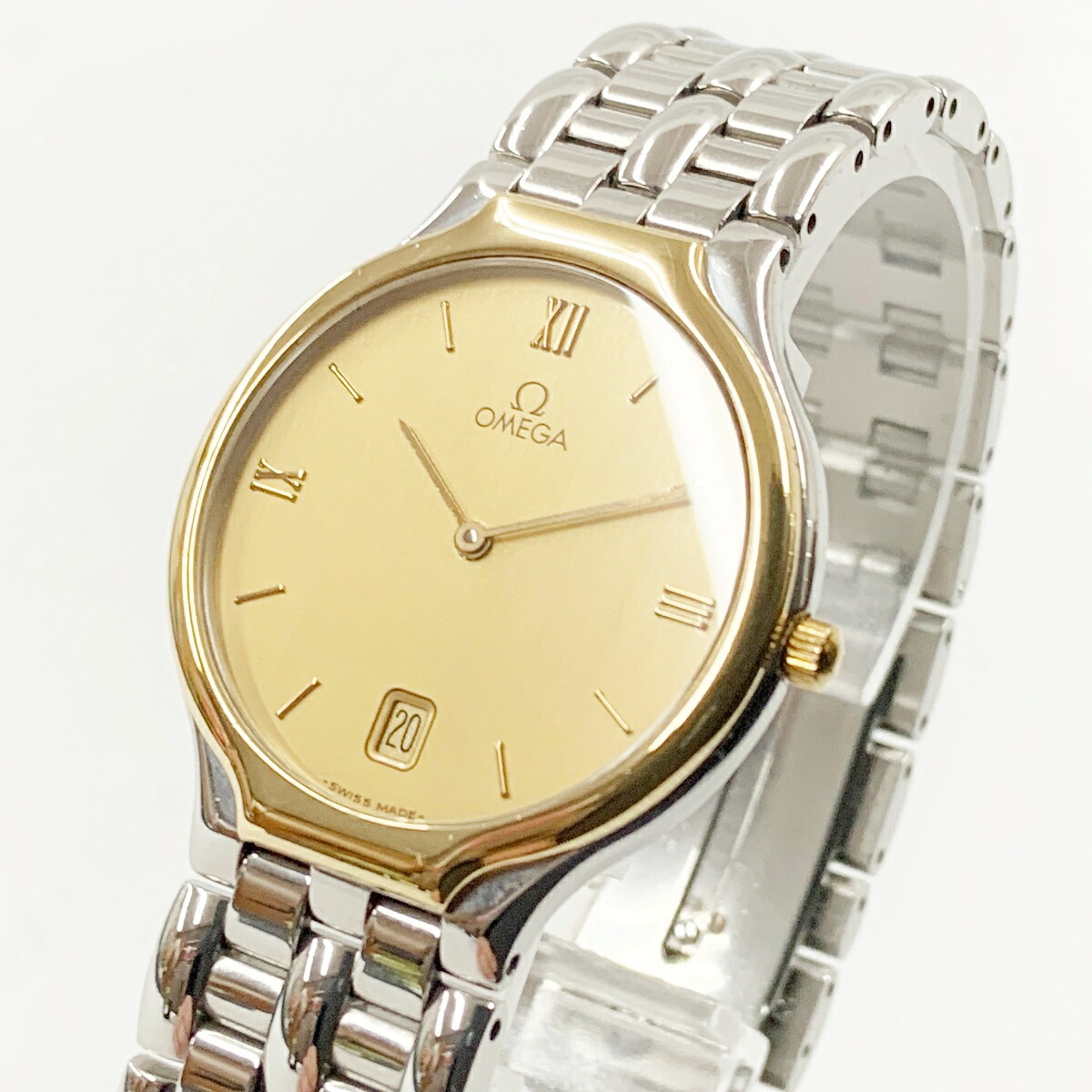 〇〇【中古】OMEGA オメガ デビル シンボル メンズ クォーツ ベゼル18K 腕時計 ゴールド x シルバー 現状渡し ジャンク品 Dランク