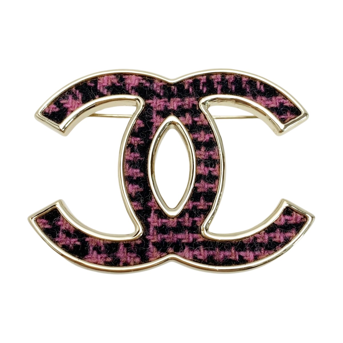 【中古】CHANEL シャネル ココマーク ピンク×ブラック ブローチ アクセサリー Bランク
